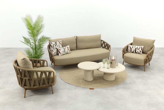 4SO Biarritz/Hampton stoel-bank loungeset - Amber/Mortex