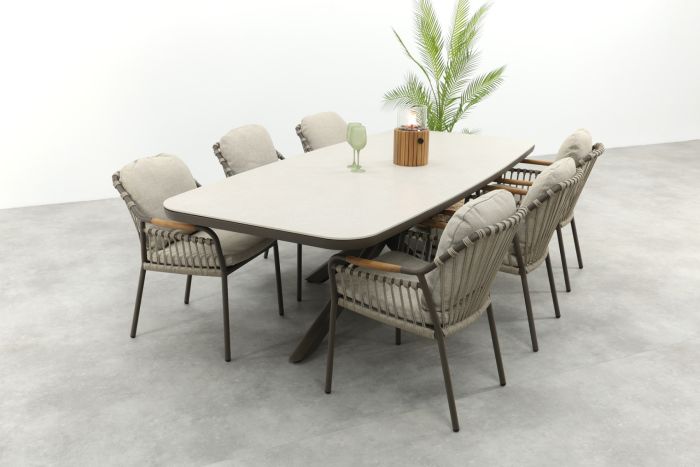 Tenerife/Soreno deens ovale tuinset voor 6 personen 240x110 cm. - Terre