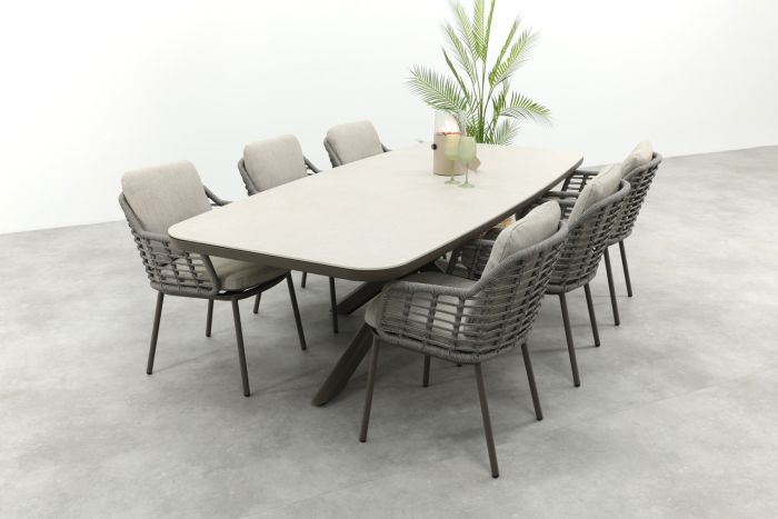 Taste Puglia/Soreno deens ovale tuinset voor 6 personen 240x110 cm. - Terre
