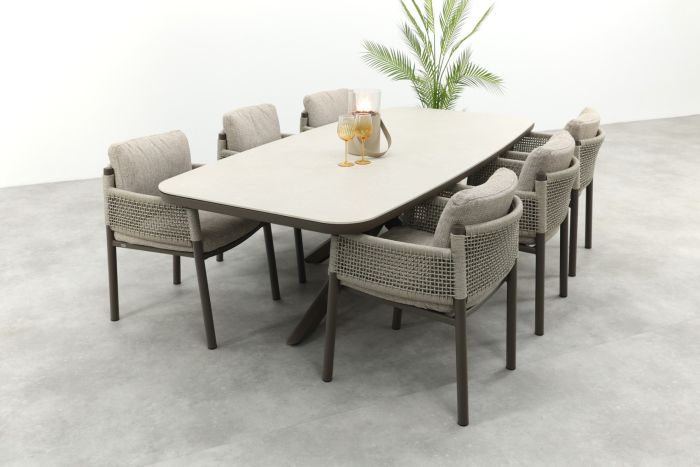 4SO Savanne/Soreno deens ovale tuinset voor 6 personen 240x110 cm. - Terre