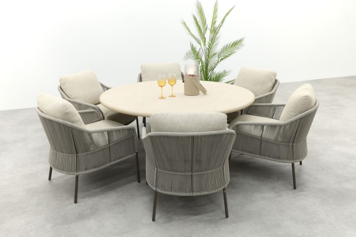 Taste Florence/Hampton ronde low dining tuinset Ø160 cm. - Terre/Mortex