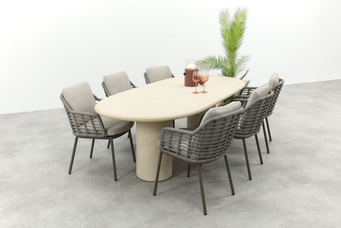 Taste Puglia/Hampton 6-persoons ovale tuinset 240x105 cm. - Mortex/Terre