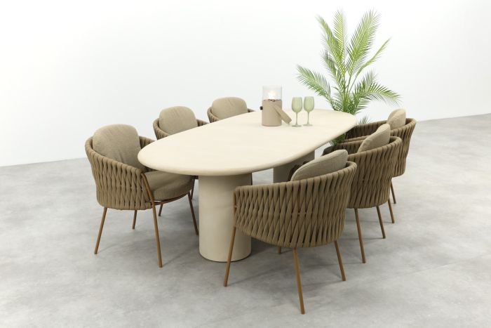  4SO Molina/Hampton 6-persoons ovale dining tuinset 240x105 cm. - Amber/Mortex