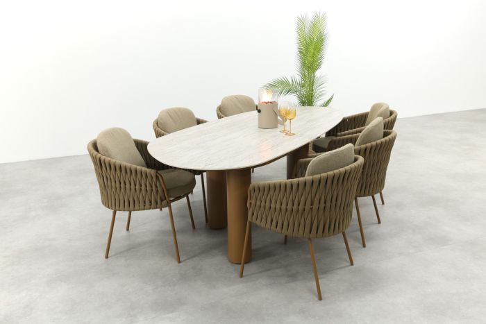 4SO Molina/Estate 6-persoons organische (mango-vorm) tuinset 240x105 cm. - Amber