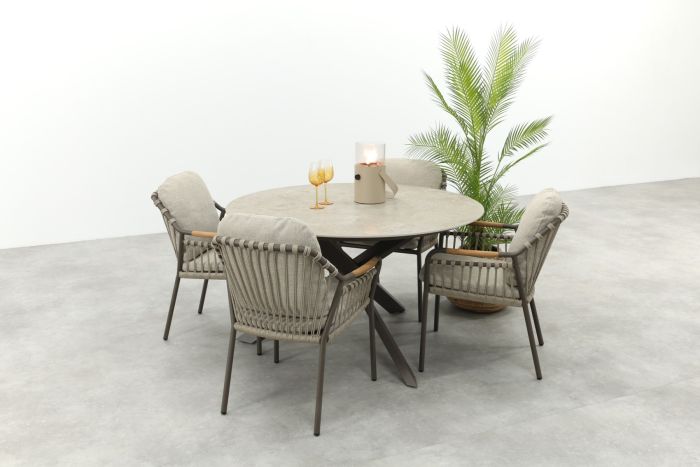 Tenerife/Prado 4-persoons ronde dining tuinset Ø130 cm. - Terre