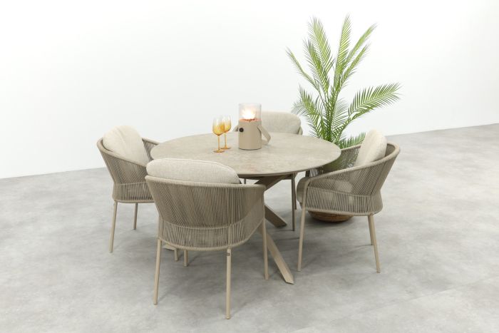 Taste Florence/Prado 4-persoons ronde dining tuinset Ø130 cm. - Latte