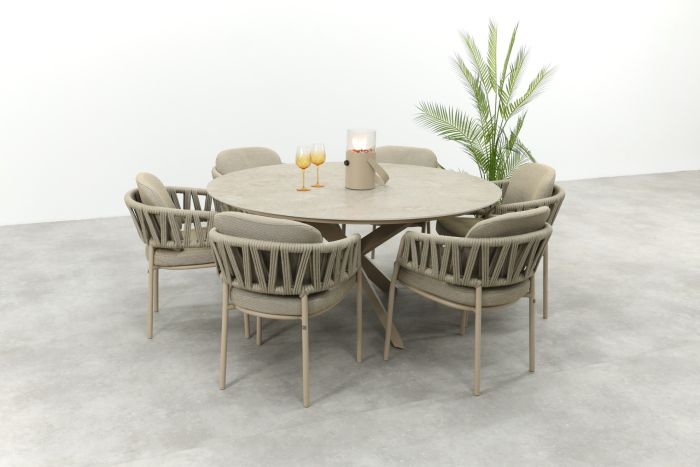 Taste Calma/Prado 6-persoons ronde dining tuinset Ø160 cm. - Latte