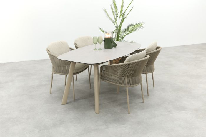 Taste Florence/Manolo 4-persoons Deens ovale tuinset 180x95 cm. - Latte 