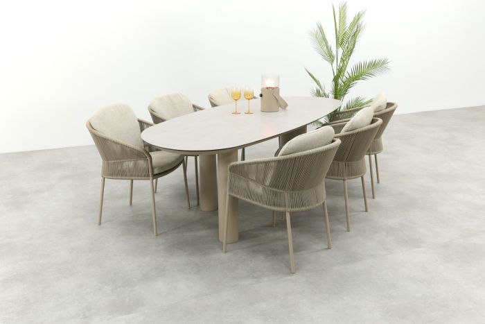 Taste Florence/Denia 6-persoons organische tuinset 240x105 cm. - Latte