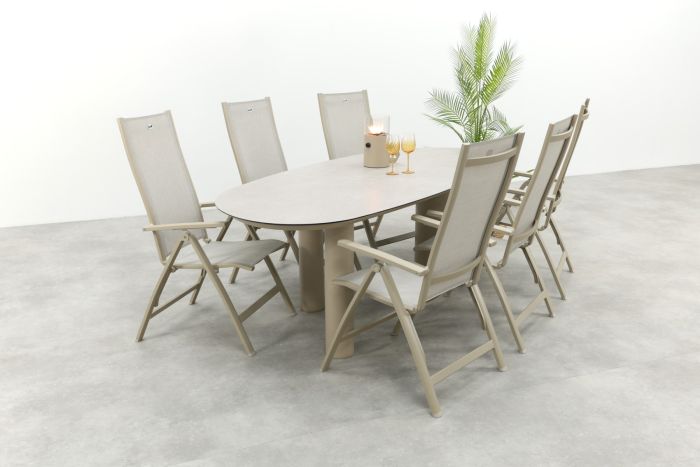 Hartman Roma/Denia 6-persoons organische verstelbare tuinset 240x105 cm.