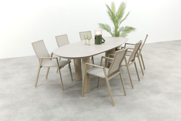 Atmos/Taste Denia 6-persoons organische tuinset 240x105 cm. - Latte