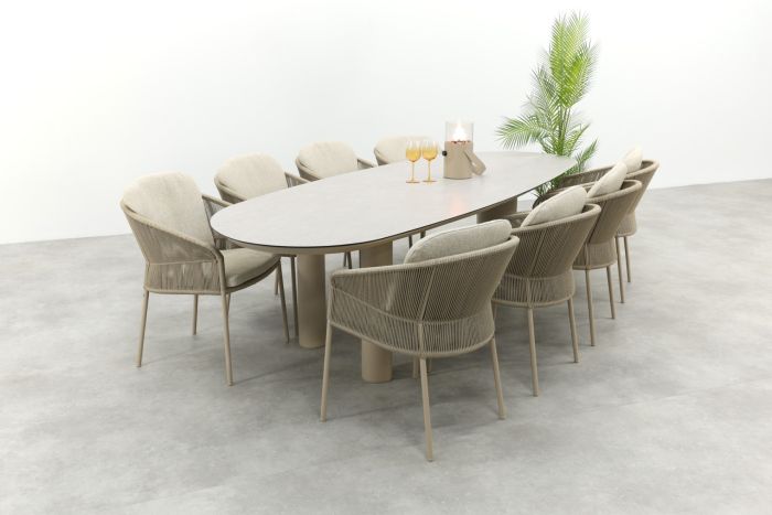 Taste Florence/Denia 8-persoons organische tuinset 290x110 cm. - Latte