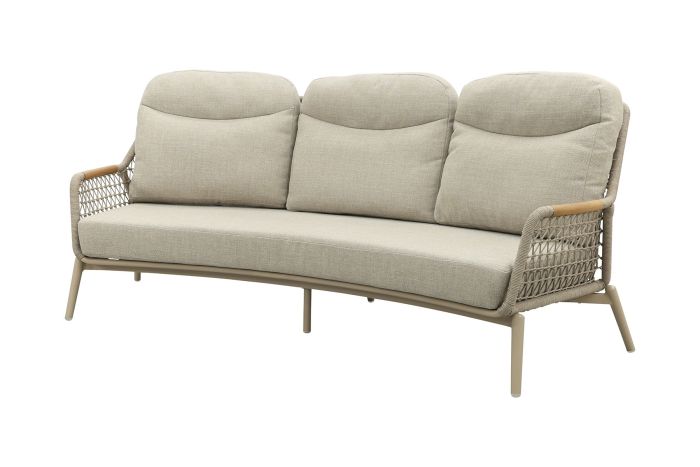 Bilbao 3-zits rope loungebank - Latte/Teak