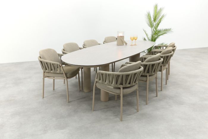 Taste Calma/Denia 8-persoons organische tuinset 290x110 cm. - Latte