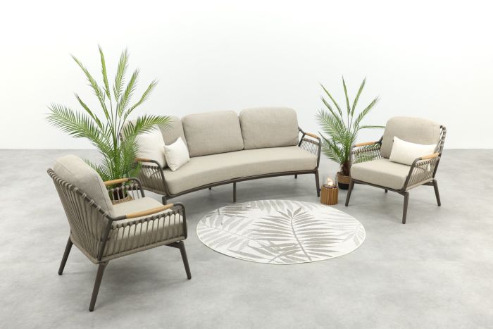 Tenerife rope stoel-bank loungeset - Terre/Teak