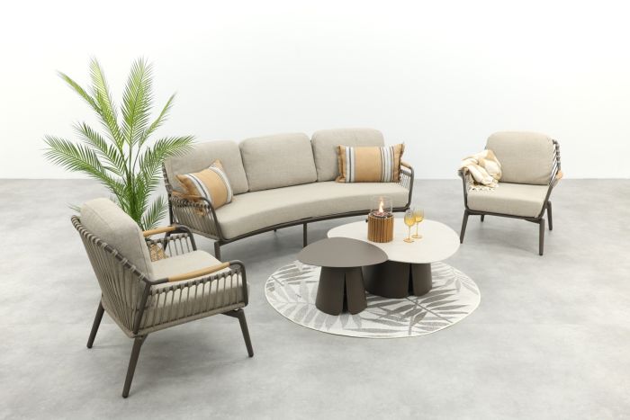 Tenerife/Saranda rope stoel-bank loungeset - Terre/Teak