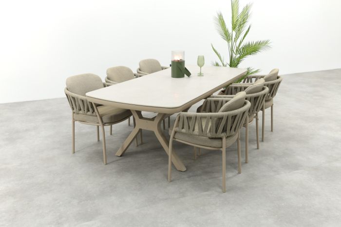 Taste Calma/Ponto 6-persoons rope tuinset 220x100 cm. - Latte