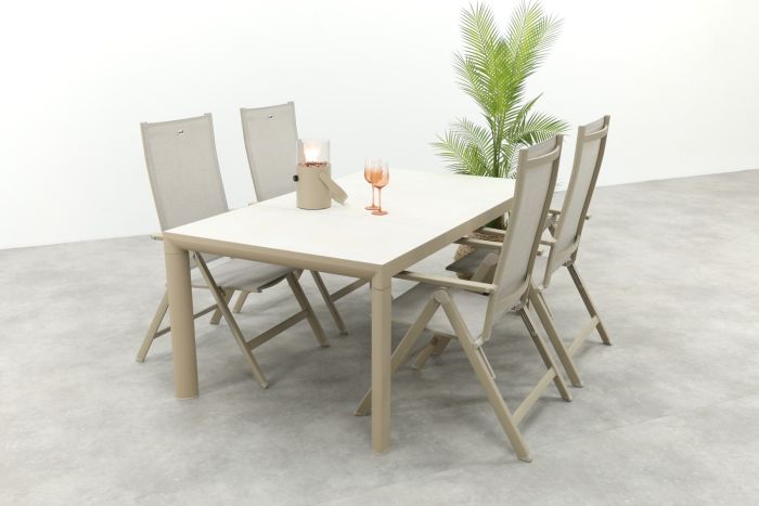 Hartman Napoli/Kings verstelbare 4-persoons tuinset 180x100 cm. - Latte