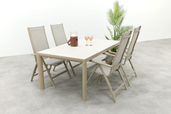 Hartman Roma/Kings verstelbare 4-persoons tuinset 180x100 cm. - Latte