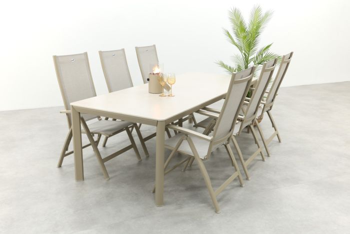 Hartman Roma/Kyra verstelbare tuinset voor 6 personen 240x100 cm. - Latte