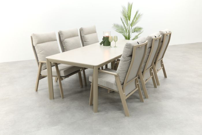 Lagos/Hartman Kyra verstelbare tuinset voor 6 personen 240x100 cm. - Latte