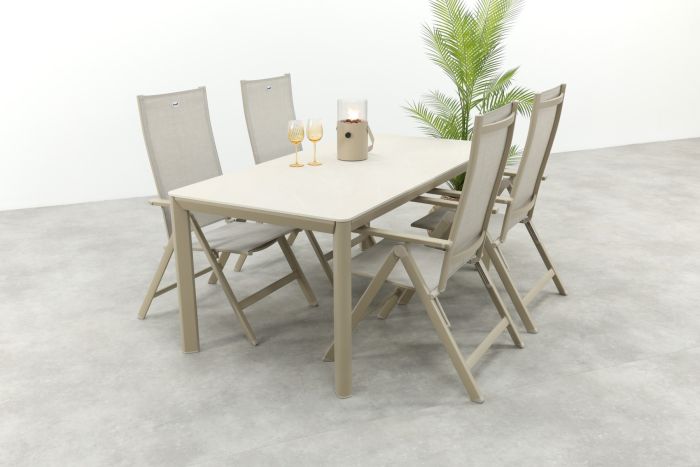 Hartman Napoli/Kyra verstelbare tuinset voor 4 personen 180x90 cm. - Latte