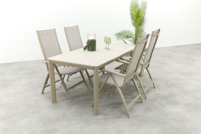 Hartman Roma/Kyra verstelbare tuinset voor 4 personen 180x90 cm. - Latte