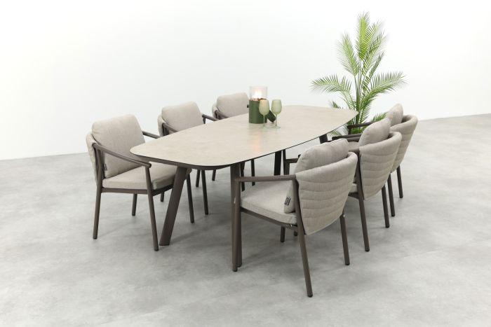 Taste Barolo/Manolo 6-persoons Deens ovale tuinset 240x103 cm. - Terre