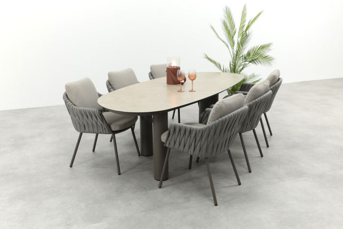 Taste Cannes/Denia 6-persoons organische tuinset 240x105 cm. - Terre