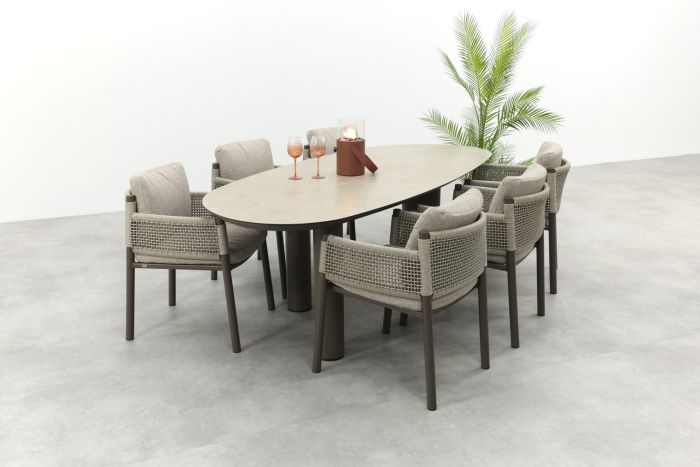 4SO Savanne/Denia 6-persoons organische tuinset 240x105 cm. - Terre