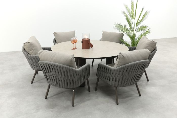 Taste Cannes/Donato 6-persoons ronde low dining tuinset Ø160 cm. - Terre