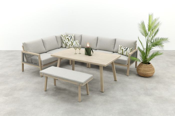 GI Decala rope lounge-/diningset incl. tuinbank - Teak/Zand