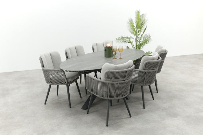 GI Linares/Scotland 6-persoons ovale tuinset 230x115 cm. - Antraciet