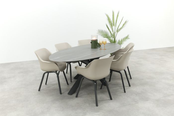 Hartman Sophie/Scotland 6-persoons ovale tuinset 230x115 cm. - Zand/Antraciet