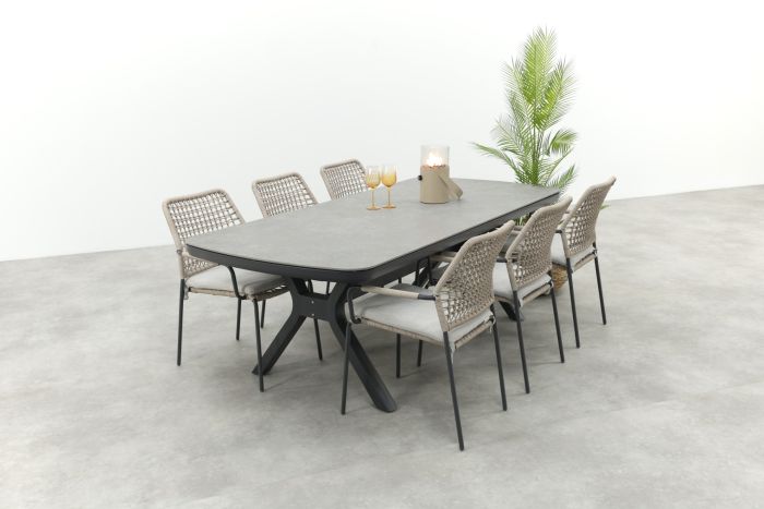 GI Swifty/Ponto stapelbare tuinset voor 6 personen 220x100 cm. - Antraciet