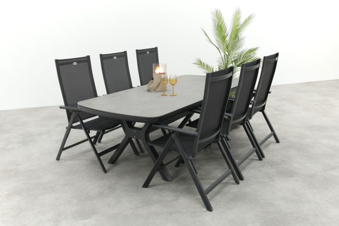 Hartman Napoli/Ponto verstelbare tuinset voor 6 personen 220x100 cm. - Antraciet