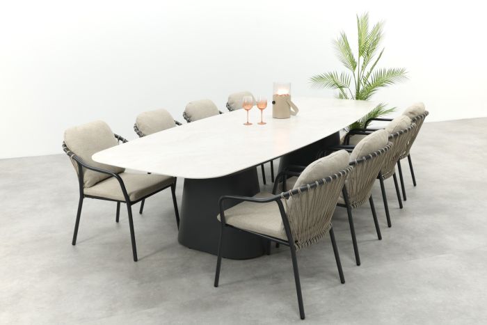 Pisa/GI Denver 8-persoons Deens ovale tuinset 320x120 cm. - Royal Grey