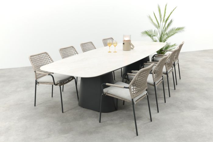 GI Swifty/Denver 8-persoons Deens ovale stapelbare tuinset 320x120 cm.