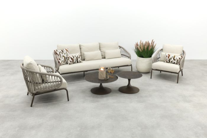 Suns Tosca/Nova stoel-bank loungeset - Rope/Brons