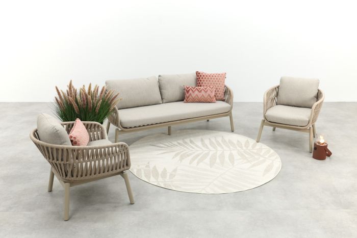 Romeo rope stoel-bank loungeset - Latte
