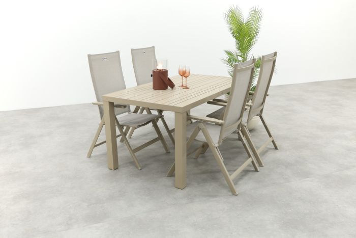 Hartman Napoli/Lena dining tuinset voor 4 personen 160x90 cm. - Latte