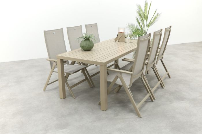 Hartman Napoli/Lena dining tuinset voor 6 personen 210x90 cm. - Latte