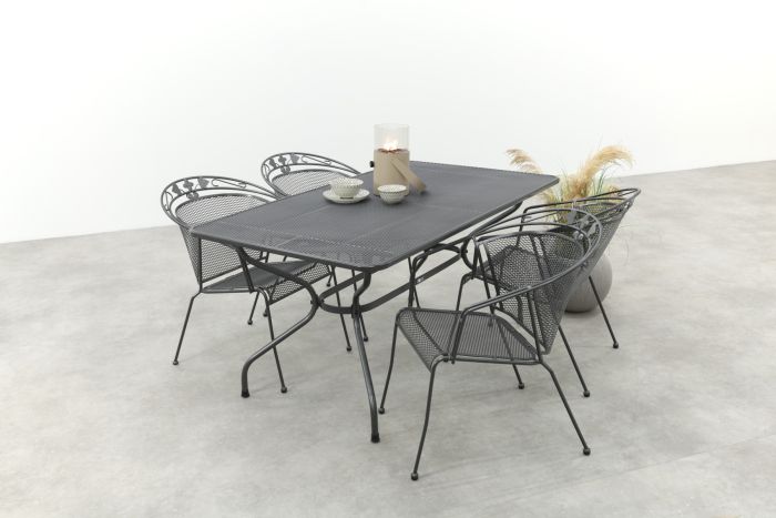 Royal Garden Elegance stapelbare tuinset strekmetaal 160x90 cm.