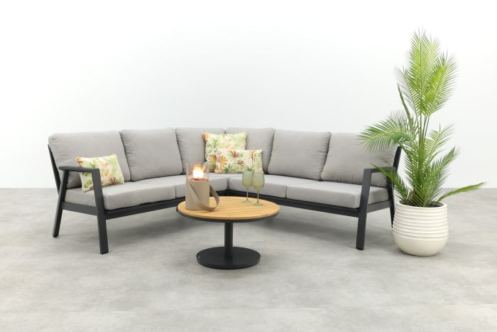 Viento/Canto aluminium hoekbank loungeset - Royal Grey/Teak
