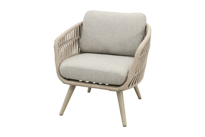 Romeo rope low dining tuinstoel - Latte/Beige