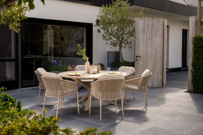 Taste Florence/Prado 6-persoons ronde dining tuinset Ø160 cm. - Latte