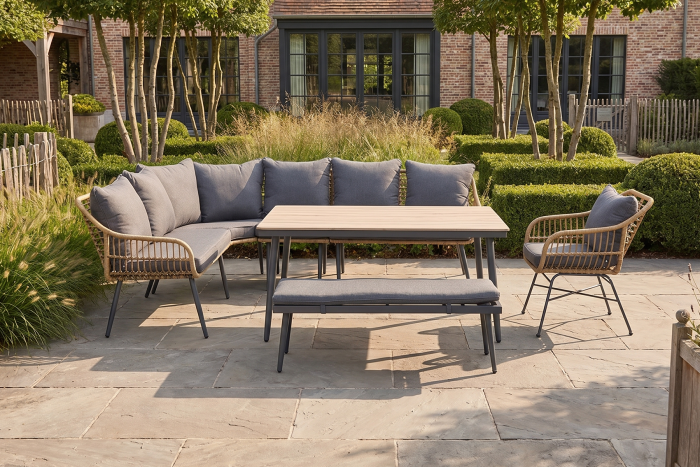 GI Margriet lounge-/dining set met stoel - Naturel wicker