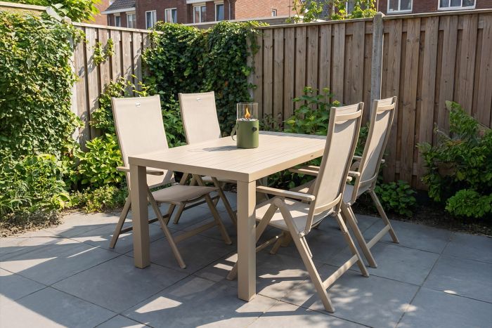 Hartman Napoli/Lena dining tuinset voor 4 personen 160x90 cm. - Latte