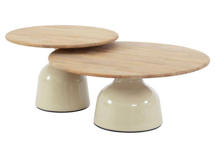 4SO June koffietafel set (2-delig)  - Teak/Cream