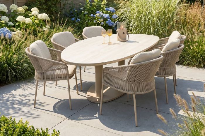 Taste Florence/Lecce organische tuinset voor 6 personen 240x120 cm. - Latte